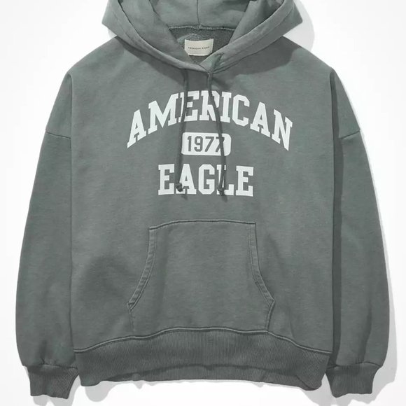 AE Forever Slouchy Hoodie Deep Forest Green - Picture 2 of 5